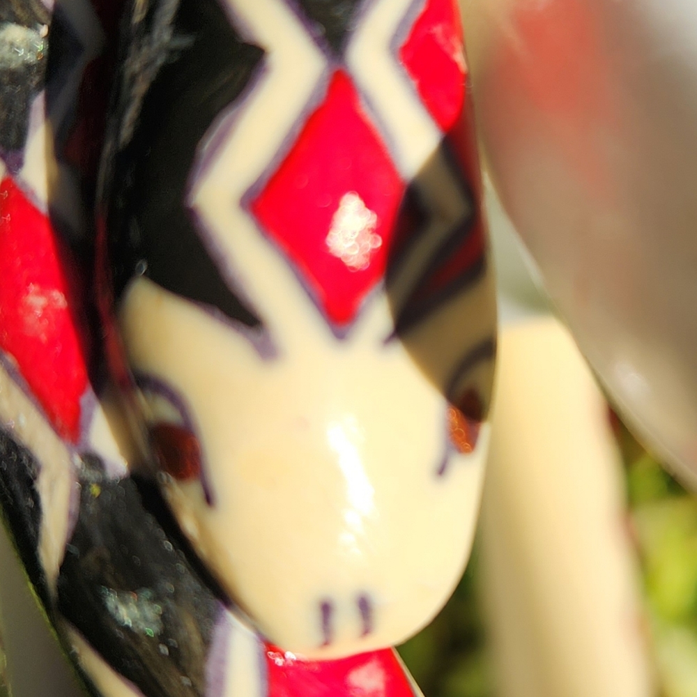 20s SNAKE Serpent Cuff Bangle Art Deco Ivorine Harlequin Handpainted Bracelet - Picture 6 of 16